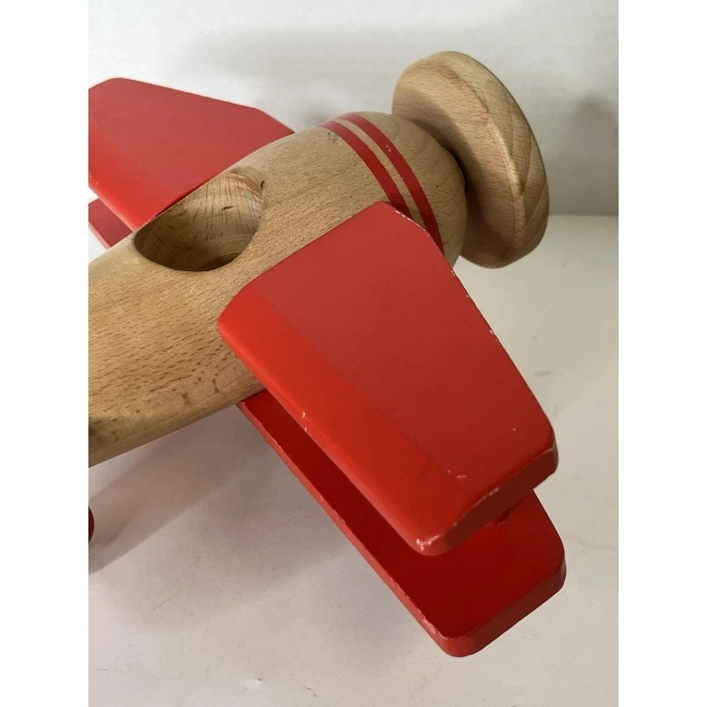 Hearth and Hand with Magnolia Wood Toy Propeller Airplane Red and Tan